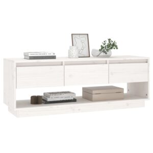 vidaXL Tv-bänk vit 110,5x34x40 cm massiv furu - Bild 3