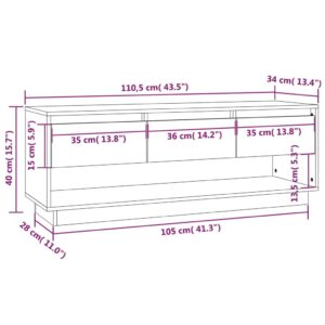 vidaXL Tv-bänk vit 110,5x34x40 cm massiv furu - Bild 9