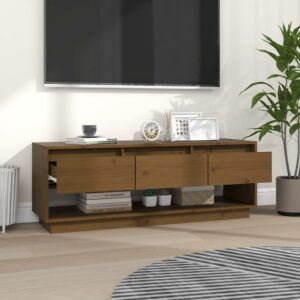 vidaXL Tv-bänk honungsbrun 110,5x34x40 cm massiv furu - Bild 4