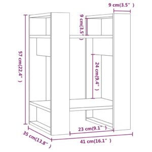 vidaXL Bokhylla/rumsavdelare svart 41x35x57 cm massiv furu - Bild 8