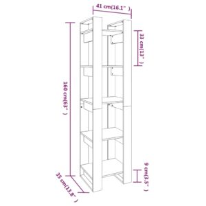 vidaXL Bokhylla/rumsavdelare vit 41x35x160 cm massiv furu - Bild 8