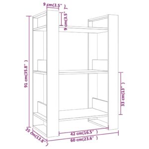 vidaXL Bokhylla/rumsavdelare 60x35x91 cm massiv furu - Bild 8