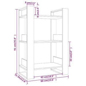 vidaXL Bokhylla/rumsavdelare vit 60x35x91 cm massiv furu - Bild 8