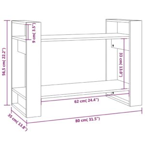 vidaXL Bokhylla/rumsavdelar grå 80x35x56,5 cm massiv furu - Bild 8