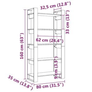 vidaXL Bokhylla/rumsavdelare grå 80x35x160 cm massiv furu - Bild 8