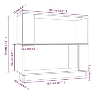 vidaXL Bokhylla/rumsavdelare honungsbrun 80x25x70 cm massivt trä - Bild 8