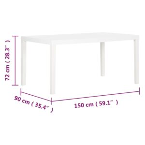 vidaXL Utebord 150x90x72 cm PP vit - Bild 8