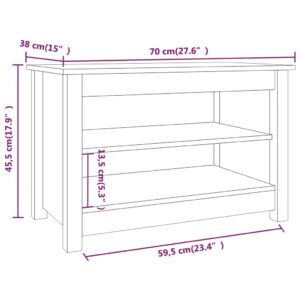 vidaXL Skobänk svart 70x38x45,5 cm massiv furu - Bild 7