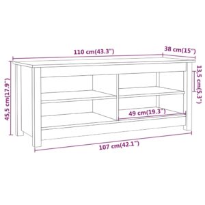 vidaXL Skobänk svart 110x38x45,5 cm massiv furu - Bild 8