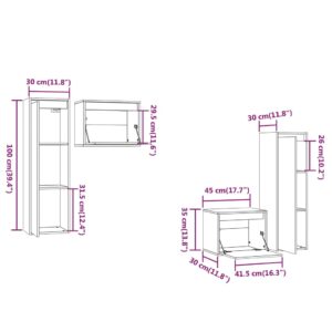 vidaXL Tv-bänk 4 st vit massiv furu - Bild 9