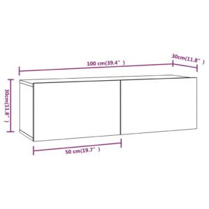 vidaXL Tv-bänk för vägg rökfärgad ek 100x30x30 cm konstruerat trä - Bild 8