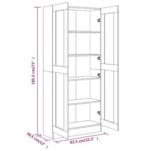 vidaXL Bokhylla brun ek 82,5x30,5x185,5 cm konstruerat trä - Bild 8