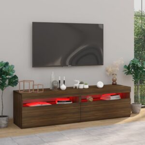 vidaXL Tv-bänkar med LED-belysning 2 st brun ek 75x35x40 cm - Bild 3