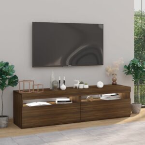 vidaXL Tv-bänkar med LED-belysning 2 st brun ek 75x35x40 cm - Bild 4