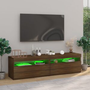 vidaXL Tv-bänkar med LED-belysning 2 st brun ek 75x35x40 cm - Bild 5