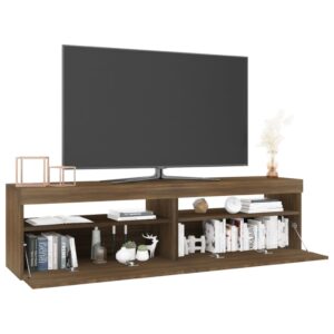 vidaXL Tv-bänkar med LED-belysning 2 st brun ek 75x35x40 cm - Bild 6