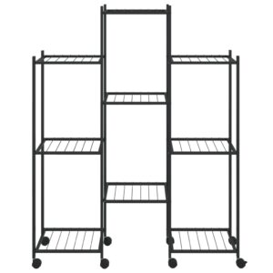 vidaXL Växtställ på hjul 83x25x103,5 cm svart järn - Bild 3