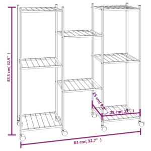 vidaXL Växtställ på hjul 83x25x83,5 cm svart järn - Bild 6