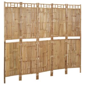 vidaXL Rumsavdelare 5 paneler bambu 200x180 cm - Bild 2