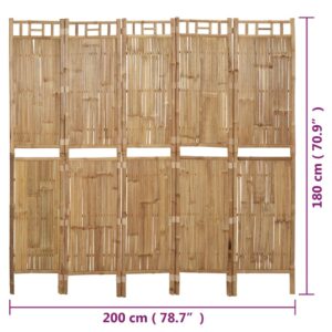 vidaXL Rumsavdelare 5 paneler bambu 200x180 cm - Bild 8