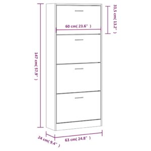 vidaXL Skohylla sonoma-ek 63x24x147 cm konstruerat trä - Bild 8