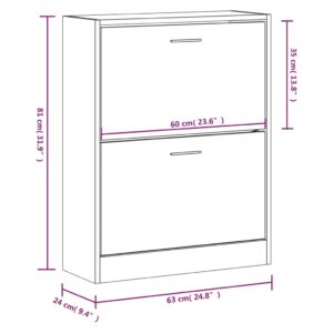 vidaXL Skoskåp betonggrå 63x24x81 cm konstruerat trä - Bild 8