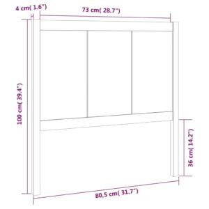 vidaXL Sänggavel svart 80,5x4x100 cm massiv furu - Bild 6