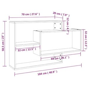 vidaXL Vägghylla rökfärgad ek 104x20x58,5 cm konstruerat trä - Bild 7