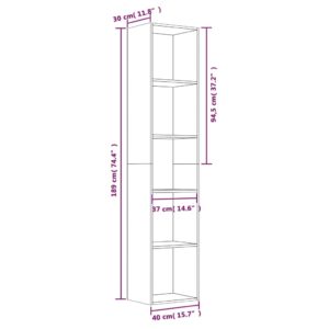 vidaXL Bokhylla rökfärgad ek 40x30x189 cm konstruerat trä - Bild 6