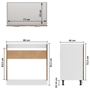 vidaXL Underskåp rökfärgad ek 80x46x81,5 cm konstruerat trä - Bild 10