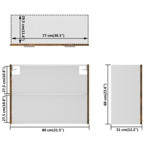 vidaXL Väggskåp glas rökfärgad ek 80x31x60 cm konstruerat trä - Bild 9