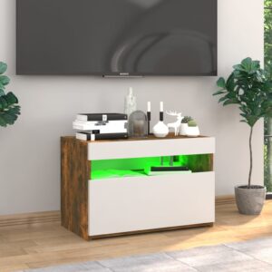 vidaXL Tv-bänk med LED-belysning rökfärgad ek 60x35x40 cm - Bild 3