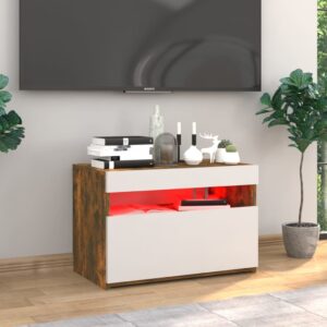 vidaXL Tv-bänk med LED-belysning rökfärgad ek 60x35x40 cm - Bild 4