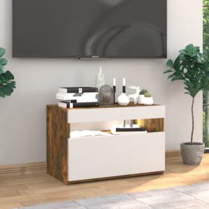 vidaXL Tv-bänk med LED-belysning rökfärgad ek 60x35x40 cm - Bild 5