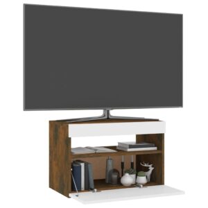 vidaXL Tv-bänk med LED-belysning rökfärgad ek 60x35x40 cm - Bild 6