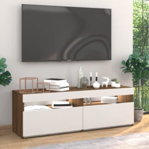 vidaXL Tv-bänkar 2 st med LED-belysning ljusbrun ek 60x35x40 cm - Bild 3