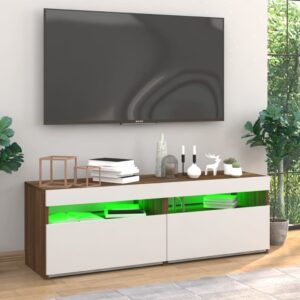 vidaXL Tv-bänkar 2 st med LED-belysning ljusbrun ek 60x35x40 cm - Bild 4