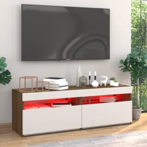 vidaXL Tv-bänkar 2 st med LED-belysning ljusbrun ek 60x35x40 cm - Bild 5