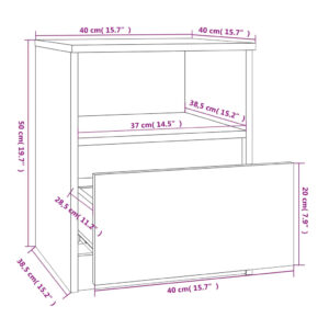 vidaXL Sängbord rökfärgad ek 40x40x50 cm konstruerat trä - Bild 8