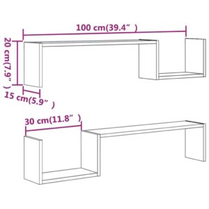 vidaXL Vägghyllor 2 st brun ek 100x15x20 cm konstruerat trä - Bild 7