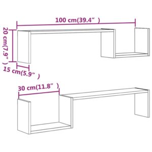 vidaXL Vägghyllor 2 st brun ek 100x15x20 cm konstruerat trä - Bild 8