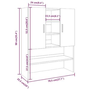 vidaXL Tvättmaskinsskåp rökfärgad ek 70,5x25,5x90 cm - Bild 9