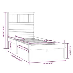 vidaXL Sängram massiv furu 90x200 cm - Bild 9