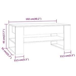 vidaXL Soffbord vit 102x55x45 cm konstruerat trä - Bild 7