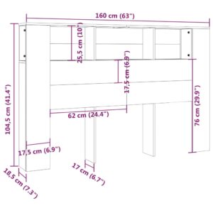 vidaXL Sänggavel med förvaring vit högglans 160x18,5x104,5 cm - Bild 6