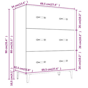 vidaXL Skåp vit 69,5x34x90 cm konstruerat trä - Bild 8