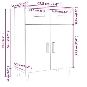 vidaXL Byrå betonggrå 69,5x34x89 cm konstruerat trä - Bild 8