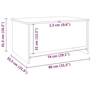 vidaXL Soffbord rökfärgad ek 80x55,5x41,5 cm konstruerat trä - Bild 8