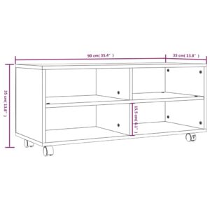 vidaXL Tv-bänk med hjul brun ek 90x35x35 cm konstruerat trä - Bild 7