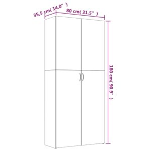 vidaXL Skoskåp rökfärgad ek 80x35,5x180 cm konstruerat trä - Bild 9